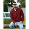 image:imageCOOFANDY Mens Quarter Zip Pullover Sweatshirt Fleece Mock Neck with PocketDark Red