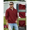 image:imageCOOFANDY Mens Quarter Zip Pullover Sweatshirt Fleece Mock Neck with PocketDark Red
