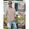 image:imageCOOFANDY Mens Quarter Zip Pullover Sweatshirt Fleece Mock Neck with PocketKhaki