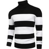 image:imageCOOFANDY Mens Ribbed Slim Fit Knitted Pullover Casual Turtleneck SweaterStripedwhite  Black