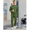 image:imageCOOFANDY Mens Sweatsuit Set Fleece Crewneck Sweatshirt and Jogger PantsArmy Green