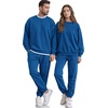 image:imageCOOFANDY Mens Sweatsuit Set Fleece Crewneck Sweatshirt and Jogger PantsDusty Blue