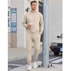image:imageCOOFANDY Mens Sweatsuit Set Fleece Crewneck Sweatshirt and Jogger PantsLight Khaki