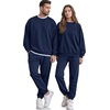 image:imageCOOFANDY Mens Sweatsuit Set Fleece Crewneck Sweatshirt and Jogger PantsNavy Blue