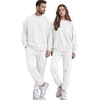 image:imageCOOFANDY Mens Sweatsuit Set Fleece Crewneck Sweatshirt and Jogger PantsWhite