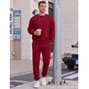 image:imageCOOFANDY Mens Sweatsuit Set Fleece Crewneck Sweatshirt and Jogger PantsWine Red