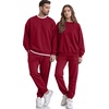 image:imageCOOFANDY Mens Sweatsuit Set Fleece Crewneck Sweatshirt and Jogger PantsWine Red