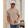 image:imageCOOFANDY Mens T Shirt Short Sleeve Cotton Blend TShirts Crew Neck Casual Summer Basic Tee ShirtsKhaki