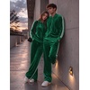 image:imageCOOFANDY Mens Velour Tracksuit 2 Piece Set Sweatsuits Velvet Jogging SuitsLake Green