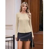 image:imageCOOFANDY Womens Lightweight Cardigans Ribbed Long Sleeve Button Up SweaterApricot