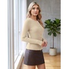 image:imageCOOFANDY Womens Lightweight Cardigans Ribbed Long Sleeve Button Up SweaterApricot