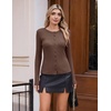 image:imageCOOFANDY Womens Lightweight Cardigans Ribbed Long Sleeve Button Up SweaterBrown