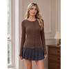 image:imageCOOFANDY Womens Lightweight Cardigans Ribbed Long Sleeve Button Up SweaterBrown