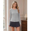 image:imageCOOFANDY Womens Lightweight Cardigans Ribbed Long Sleeve Button Up SweaterGrey