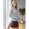 image:imageCOOFANDY Womens Lightweight Cardigans Ribbed Long Sleeve Button Up SweaterGrey