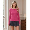 image:imageCOOFANDY Womens Lightweight Cardigans Ribbed Long Sleeve Button Up SweaterHot Pink