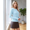 image:imageCOOFANDY Womens Lightweight Cardigans Ribbed Long Sleeve Button Up SweaterLight Blue