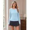 image:imageCOOFANDY Womens Lightweight Cardigans Ribbed Long Sleeve Button Up SweaterLight Blue