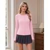 image:imageCOOFANDY Womens Lightweight Cardigans Ribbed Long Sleeve Button Up SweaterPink