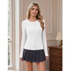 image:imageCOOFANDY Womens Lightweight Cardigans Ribbed Long Sleeve Button Up SweaterWhite