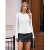 image:imageCOOFANDY Womens Lightweight Cardigans Ribbed Long Sleeve Button Up SweaterWhite