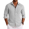 image:imageCOOFANDY Mens Button Down Shirt Long Sleeve Casual Untucked Shirts Textured Summer Beach ShirtsLight Grey
