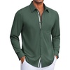 image:imageCOOFANDY Mens Dress Shirt Long Sleeve Wrinkle Free Casual Button Down ShirtArmy Green