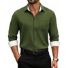 image:imageCOOFANDY Mens Dress Shirts Stretch Long Sleeve Casual Button Down ShirtsArmy Green