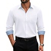 image:imageCOOFANDY Mens Dress Shirts Stretch Long Sleeve Casual Button Down ShirtsWhite  Blue