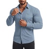 image:imageCOOFANDY Mens Muscle Fit Dress Shirt Wrinkle Free Sretch Shirts Long Sleeve Casual Button Down ShirtsAiry Blue