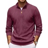 image:imageCOOFANDY Mens Quarter Zip Pullover Sweater Stretch Knit Checked SweaterWine Red