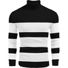 image:imageCOOFANDY Mens Ribbed Slim Fit Knitted Pullover Casual Turtleneck SweaterStripedwhite  Black