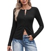 image:imageCOOFANDY Womens Lightweight Cardigans Ribbed Long Sleeve Button Up SweaterBlack