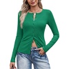image:imageCOOFANDY Womens Lightweight Cardigans Ribbed Long Sleeve Button Up SweaterGreen