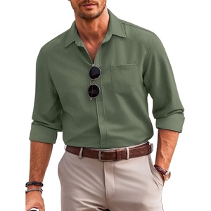 image:imageCOOFANDY Mens Casual Button Down Shirts Long Sleeve Untucked Regular Fit Denim Dress ShirtArmy Green