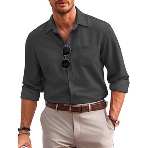 image:imageCOOFANDY Mens Casual Button Down Shirts Long Sleeve Untucked Regular Fit Denim Dress ShirtDark Grey