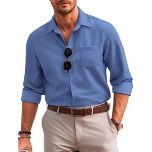 image:imageCOOFANDY Mens Casual Button Down Shirts Long Sleeve Untucked Regular Fit Denim Dress ShirtDeep Blue