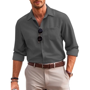 image:imageCOOFANDY Mens Casual Button Down Shirts Long Sleeve Untucked Regular Fit Denim Dress ShirtDeep Gray