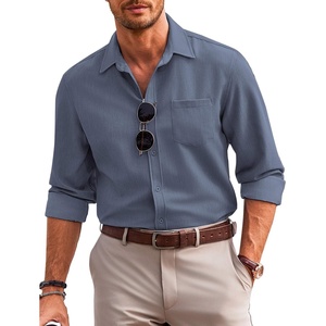 image:imageCOOFANDY Mens Casual Button Down Shirts Long Sleeve Untucked Regular Fit Denim Dress ShirtDusty Blue
