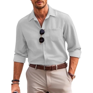 image:imageCOOFANDY Mens Casual Button Down Shirts Long Sleeve Untucked Regular Fit Denim Dress ShirtLight Grey