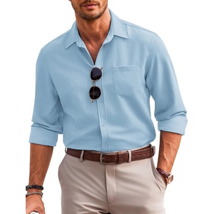 image:imageCOOFANDY Mens Casual Button Down Shirts Long Sleeve Untucked Regular Fit Denim Dress ShirtSky Blue