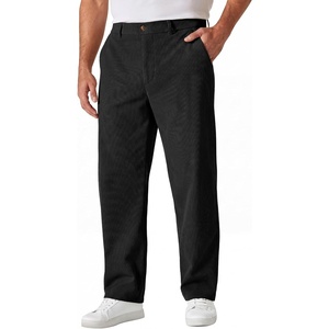 image:imageCOOFANDY Mens Corduroy Pant Straight Fit Flat Front Casual Dress SlacksBlack