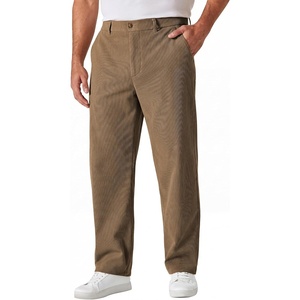 image:imageCOOFANDY Mens Corduroy Pant Straight Fit Flat Front Casual Dress SlacksBrown