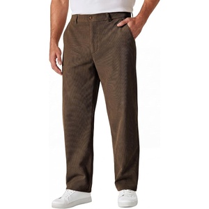 image:imageCOOFANDY Mens Corduroy Pant Straight Fit Flat Front Casual Dress SlacksDark Brown