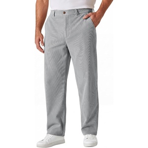 image:imageCOOFANDY Mens Corduroy Pant Straight Fit Flat Front Casual Dress SlacksLight Gray