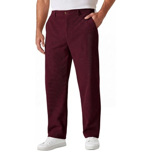image:imageCOOFANDY Mens Corduroy Pant Straight Fit Flat Front Casual Dress SlacksMaroon