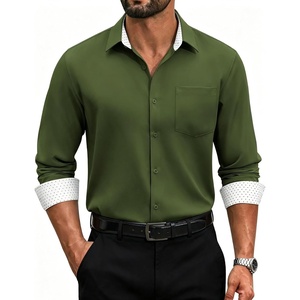 image:imageCOOFANDY Mens Dress Shirts Stretch Long Sleeve Casual Button Down ShirtsArmy Green