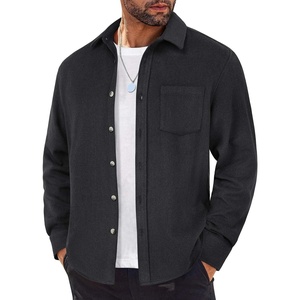image:imageCOOFANDY Mens Flannel Shirts Long Sleeve Lightweight Plaid Shirt Casual Button Down Shirts JacketBlack Solid