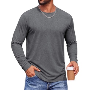 image:imageCOOFANDY Mens Long Sleeve TShirts Crew Neck RegularFit Tee Shirts Casual Basic TshirtsBlack Heather
