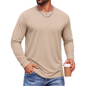 image:imageCOOFANDY Mens Long Sleeve TShirts Crew Neck RegularFit Tee Shirts Casual Basic TshirtsLight Apricot
